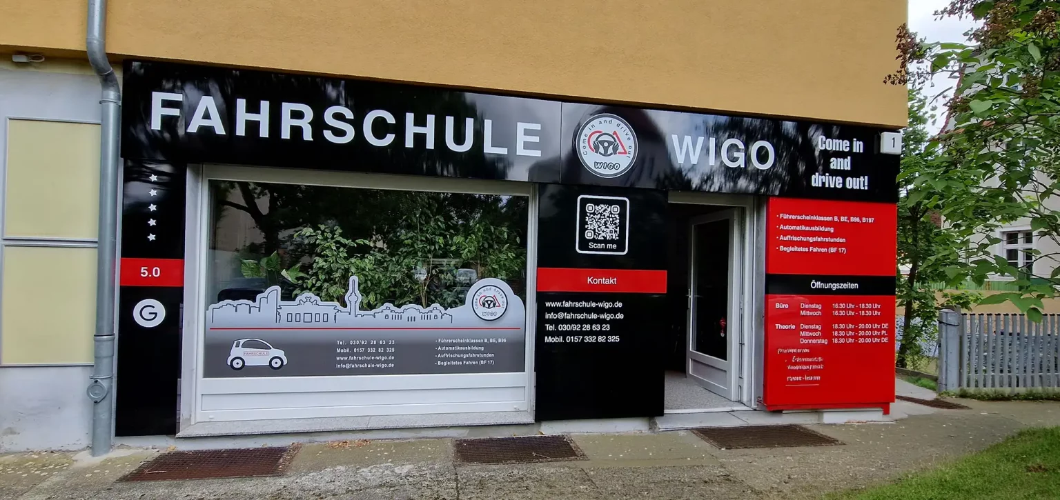 Frontnsicht der Fahrschule WiGo in Berlin